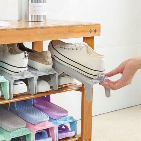 

1pcs creative plastic shoes racks holder organizer space - saving shoe storage holders hangers adjustable durable case container