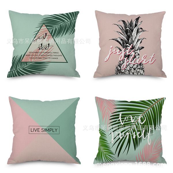 

new pattern pineapple printing flax embrace pillow case leaf cushion can come picture customize sofa back cushion