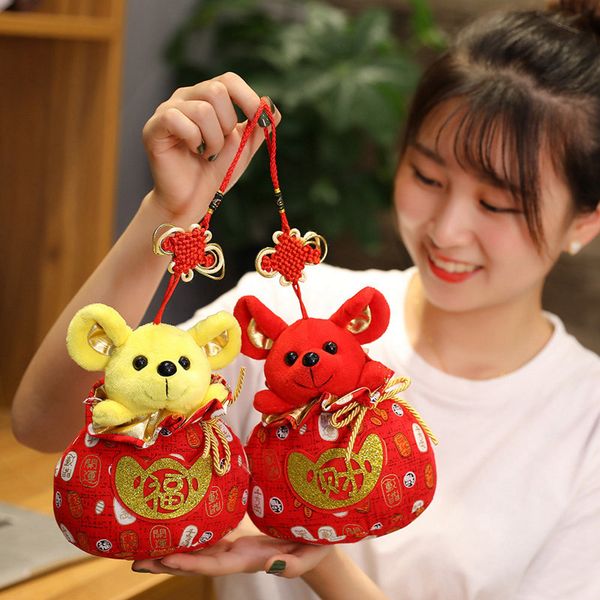 2020 mouse Ano Kawaii China Sorte Bag Rat Plush Rato Em Tang Suit Soft Toys Ano Novo Chinês presente Decoração do partido