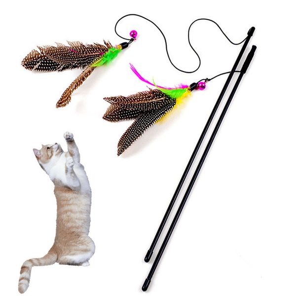 1 stücke Bunte Multi Haustier Katze Spielzeug Nette Design Vogel Feder Teaser Zauberstab Kunststoff Pet Spielzeug Produkte Für Katze Spielzeug förderung