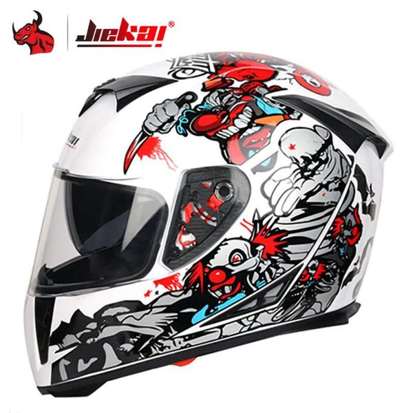 

jiekai helmet motorcycle full face casco moto double visor moto motocross helmet abs material casco modular motorbike capacete #
