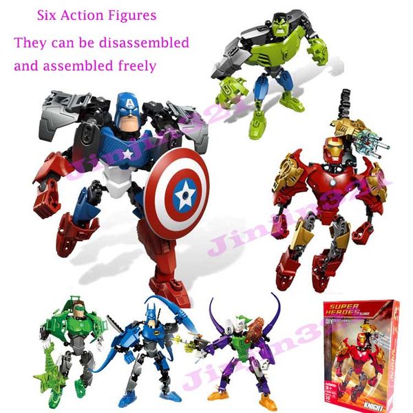 

6 styles avengers action figures doll marvel super heroes diy building blocks disassembled and assembled y combination new figures