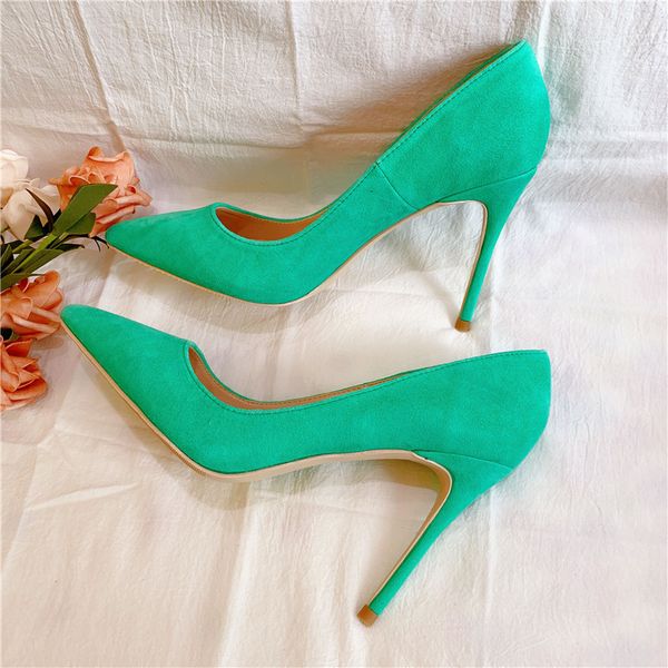 

2019ss new women lady woman green suede leather poined toes wedding heels stiletto high heels shoes pumps boots 12cm 10cm 8cm, Black