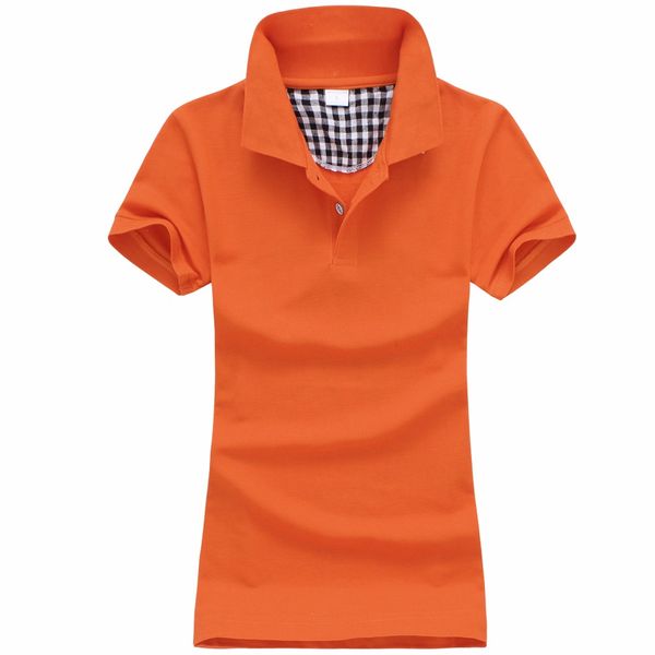 

women cotton camisa polo shirt short-sleeve fashion plain shirts polo femme casual polo shirt 180g cotton shirts, White