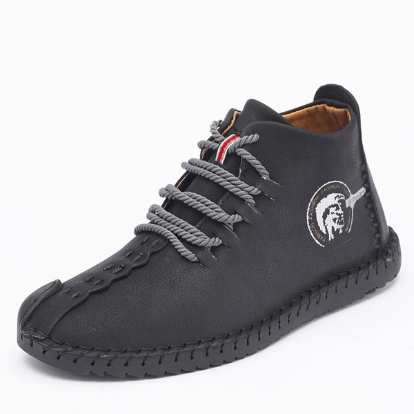 

men casual shoes 2019 new fashion comfortable flat men oxford shoes lace-up solid winter causal footwear hot, Black