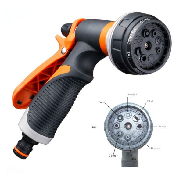 

plastic multifunction vehicle cleaning supplies gardening watering tool high pressure water gun nozzles 1pcs 8 pattern spray gun