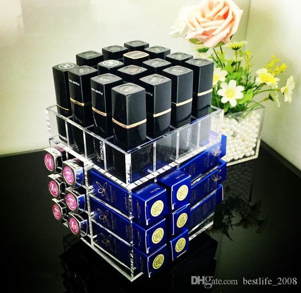 

ife handmade acrylic lipsticks holder display spinning tower rotatable lipstick holder(l12cmx w12cmxh 17cm