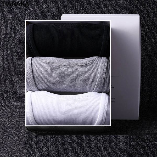 

3pcs/lot mens undershirts causual shirts solid cotton slim male undershirt tank vest bottoming underwear shirt for men, Black;brown