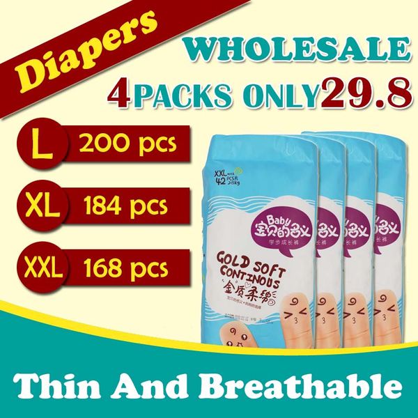 

4 packs baby diaper pants wholesale newborn germ-disposabale nappy diapers for children air permeability more pee intake