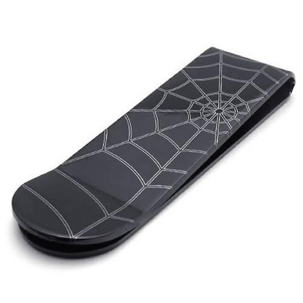

man cobwebs stainless steel jewelry clip money clip 5.3 * 1.6cm - black grey