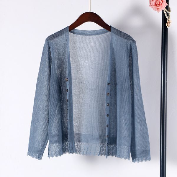 

women's blouses & shirts linen open stitch women thin knitted hollow out patchwork sun-proof clothing tees female, White