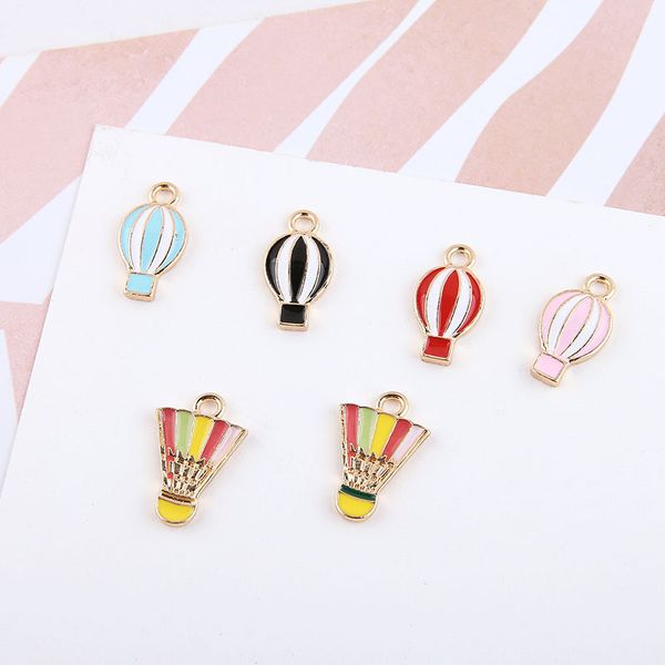 

10pcs/lot air balloon badminton enamel charms fashion jewelry earring bracelets diy pendant jewelry making golden base, Bronze;silver