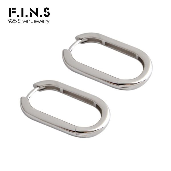 

F.I.N.S 100% 925 Silver Female Earring Korean Fashion Minimalism Delicate Gold Oval Hoop Earrings Fine Jewelry for Girls Gifts