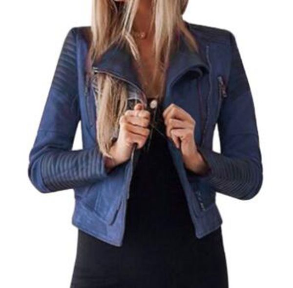 

the woman winter high-quality goods han version new fund fashion trend individuality slim body keeps warm the pure color leather coat /s-3xl, Black