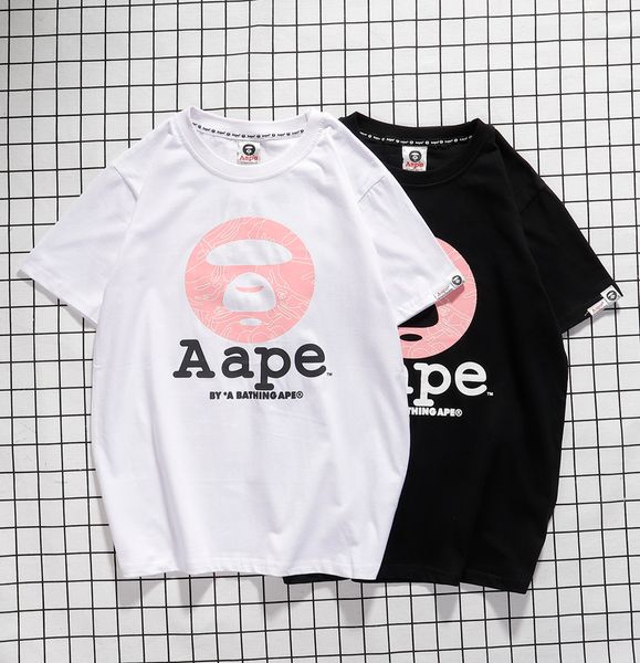 

20ss / bape мужчины высокого качества tshirt роскошный дизайнерский бренд tshirt европейская американская пара продажи tshirts удобная печат, White;black