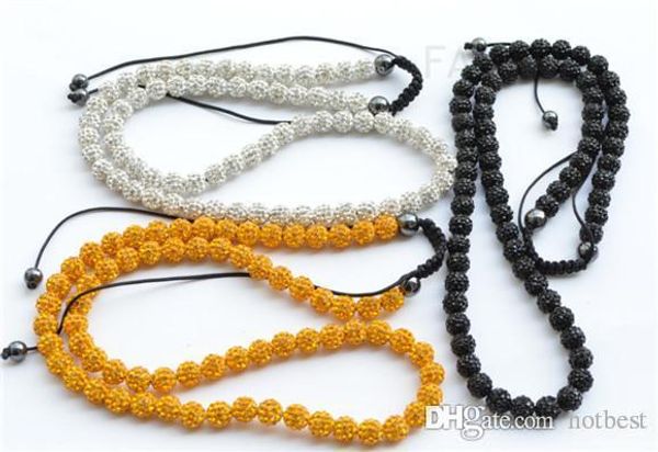 

10mm white gold black mix ale micro pave disco ball beads crystal crystal necklace for women jewelry x82, Silver