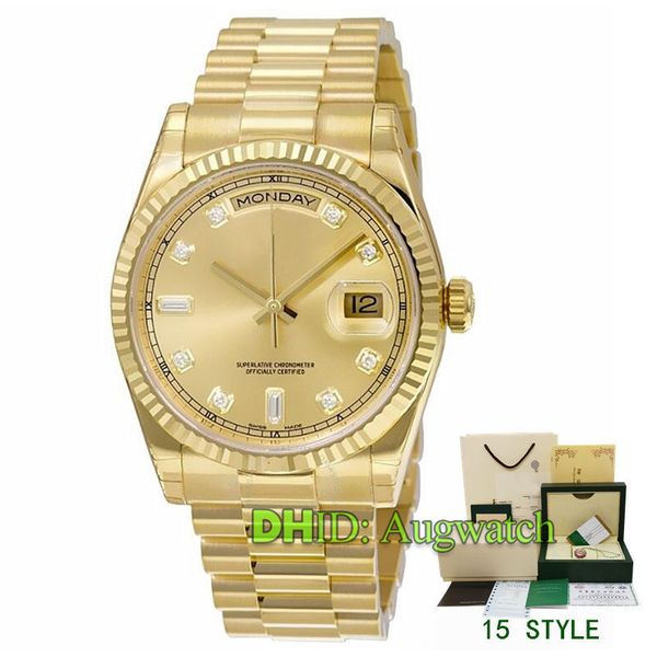 

15 стиль datejust luxury watch 228238 218238 механические автоматические часы diamond gold полный корпус из нержавеющей стали ремешок мужски, Slivery;brown