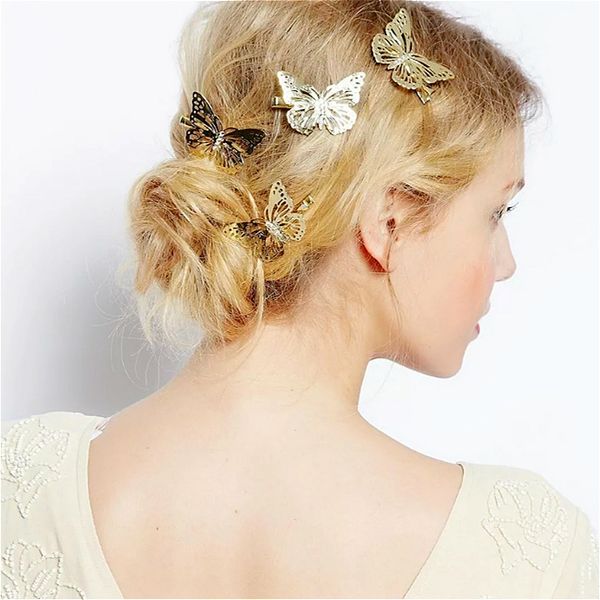 

european usa selling fashion wedding engagement bride hair pins hollowed out butterfly hair duck clips