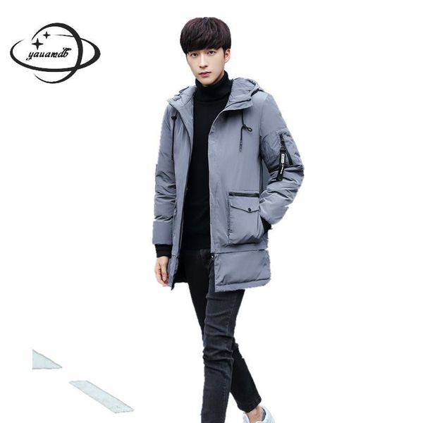 

мужской пуховик зима мужских пальто одежды zipper долго стиль толстого сыпучего капюшон ветрозащитной повседневный мужчина верхней одежда h1, Black