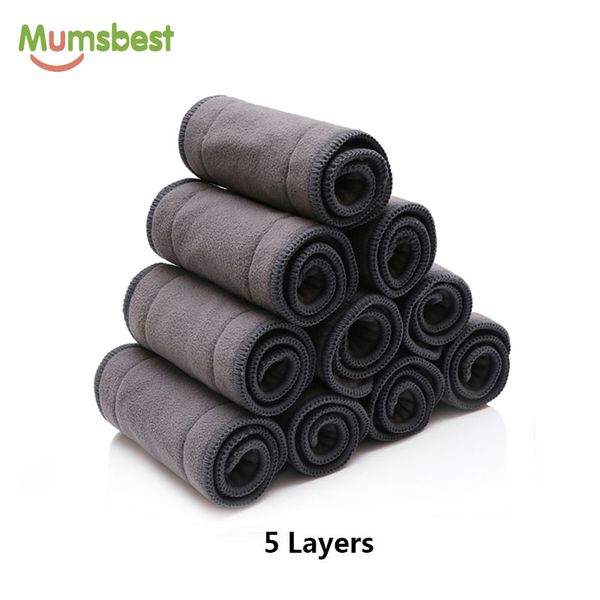

mumsbest 10шт уголь и микрофибры вставки многоразовый keep день fast ткани младенца пеленки подгузники один размер