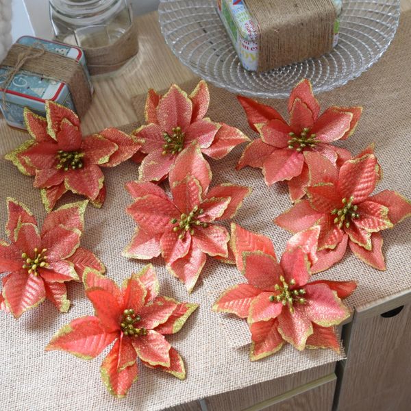 

glitter artificial flowers for xmas tree ornaments christmas wreath new year wedding party holiday decor xmas tree er flower