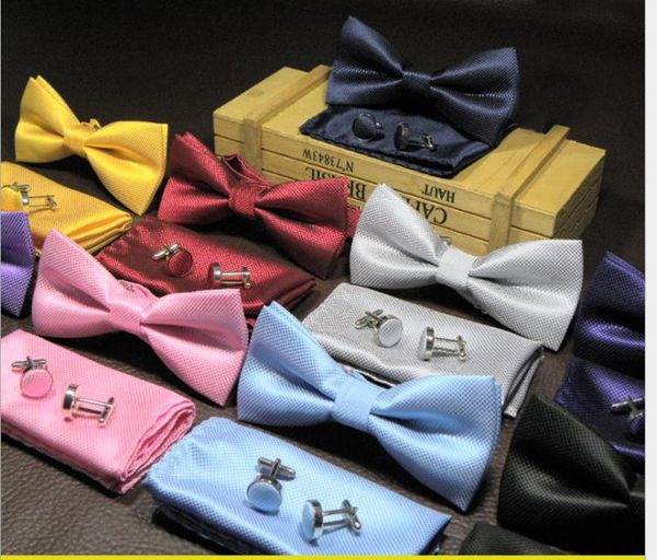 

korean version of tie men's suit business wedding tie solid color bow 3 sets, Blue;purple