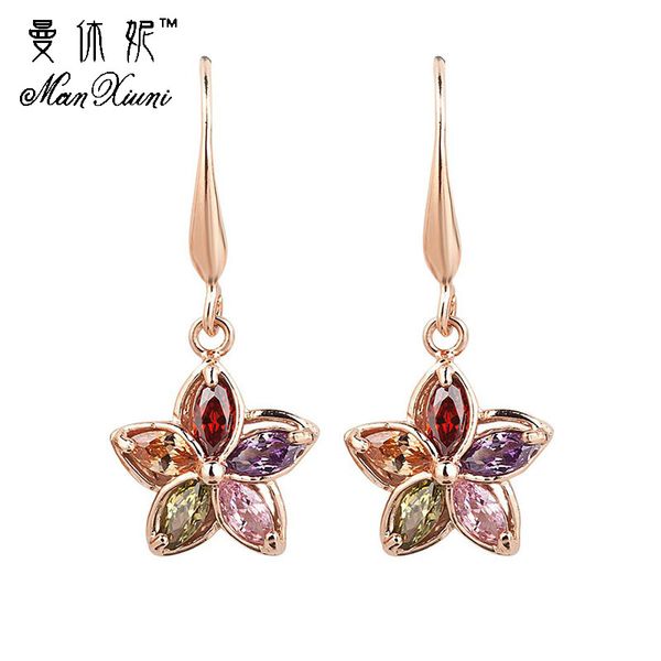 

new dangle earrings colorful cubic zirconia gold colored drop earring summer style jewelry women girls wedding party gift, Silver