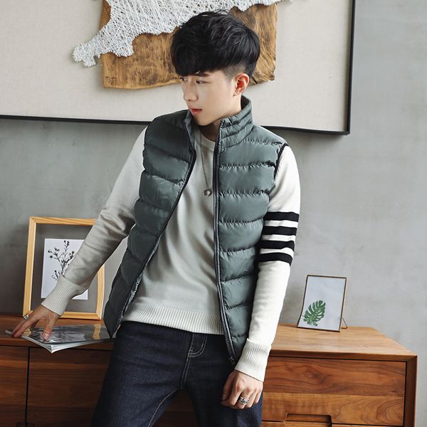 

2019 men sleeveless vest winter ultralight cotton vest casual sleeveless jackets waistcoat red vests, Black;white