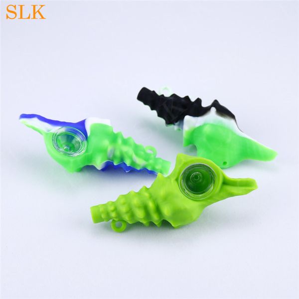 Conch fischio design Fumo di sigaretta Pipa in silicone Acqua Narghilè Bong Herb Shisha Tubi Dab Rigs per tabacco