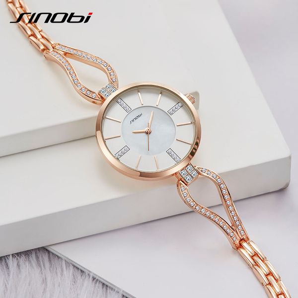 

sinobi women watches diamond bracelet watch women elegant ladies girls quartz wristwatch female dress watches gift, Slivery;brown