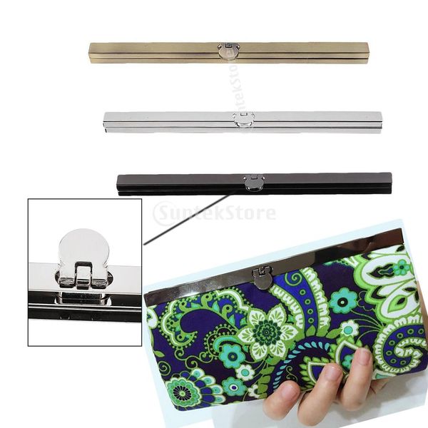 

19cm metal purse frame wallet clasp fastening bag handle diy accessories, Black