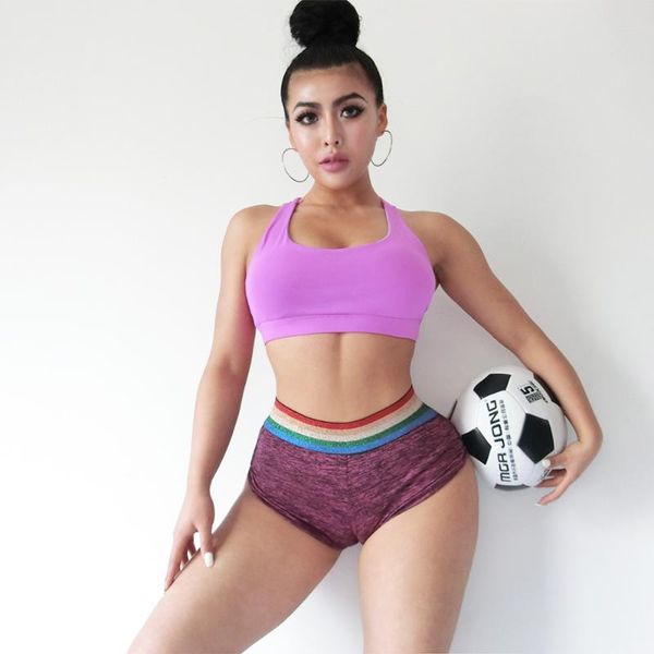 

summer sport shorts women high waist elasticated fitness leggings push up gym training gym tights yoga short sale, White;red