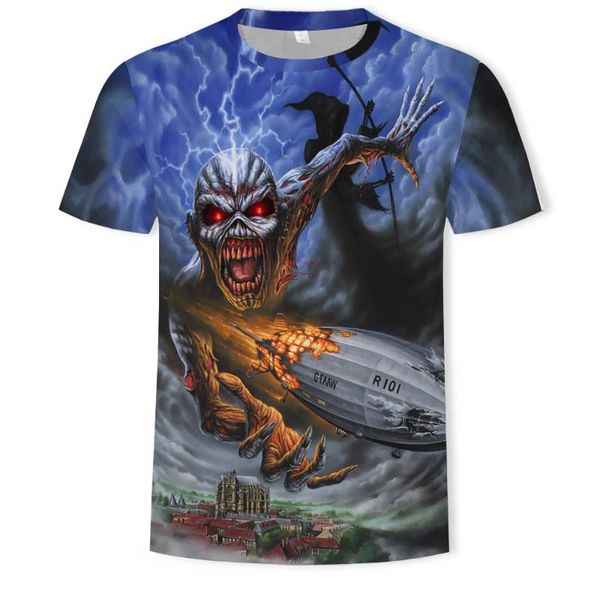 

skull 3d t-shirt man music t-shirt casual metal shirt 3d printed rock man dark gothic anime clothes cool top, White;black