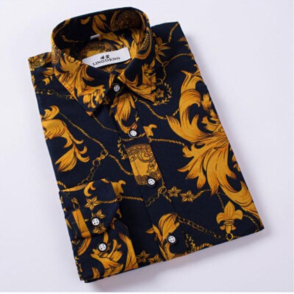 

2018 лето новые мужские цветочные рубашки -4xl мода повседневная slim fit camisas бизнес платье цветочный принт homme рубашки, White;black