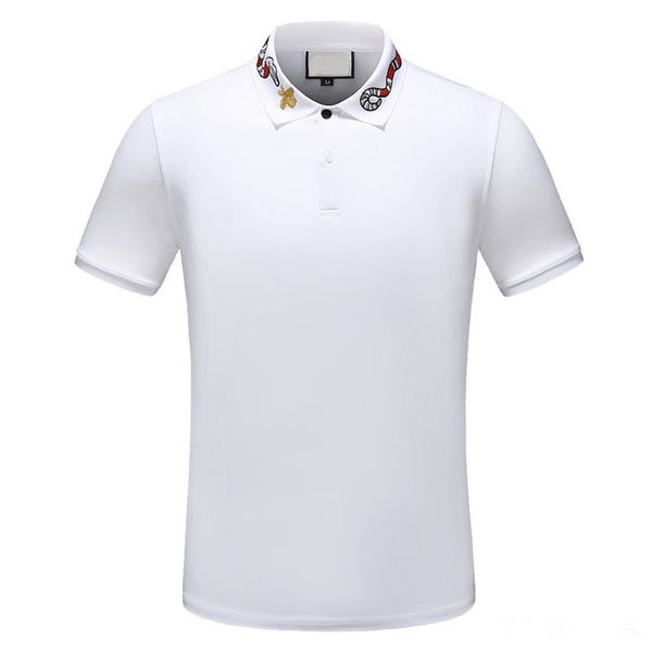 

2019 luxury italy de igner tripe polo hirt t hirt luxury nake polo bee floral embroidery men high treet fa hion hor e polo t hirt