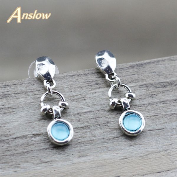 

anslow 2020 korean cute fashion jewelry new design female bijoux priness earrings leather beads handmade diy earring low0011ae, Silver