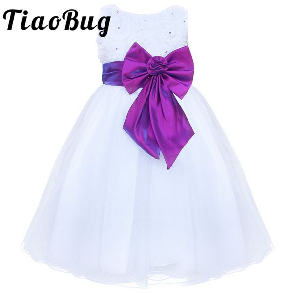 

tiaobug white flower girl dress pearls tulle formal first communion lace flower girl dress bow pageant prom wedding party, Red;yellow