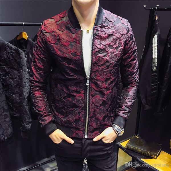 

бомбардировщик куртки мужчины бордовый black party jacket outfit клуб бар пальто мужчины casaca hombre 4xl, Black;brown