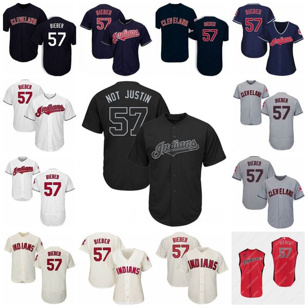 

#57 Shane Bieber 2019 Palyers Weekend Cleveland Jerseys Indians 2019 All-Star Game Baseball Jersey Flexbase Coolbase