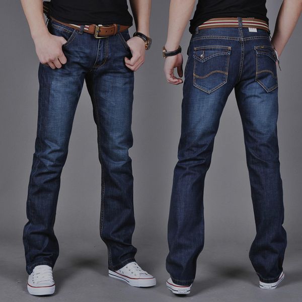 

brand mens jeans 2018 fashion casual male denim pants skinny trousers cotton classic straight jeans 2018, Blue