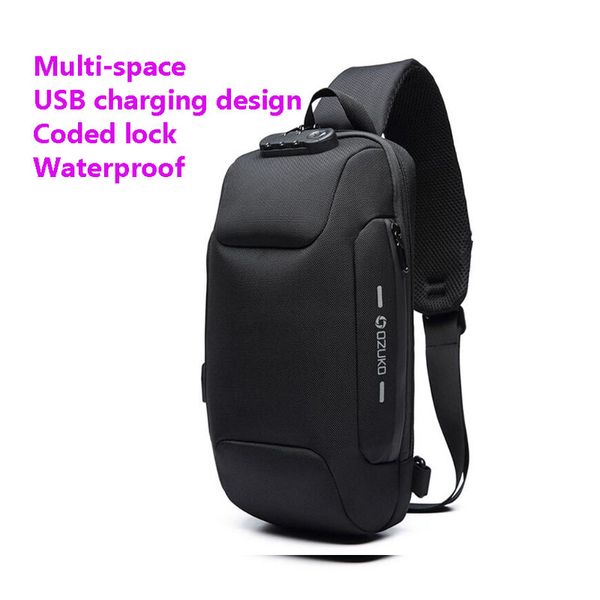 

ozuko 2020 new multifunction crossbody bag for men anti-theft shoulder messenger bags male waterproof short trip chest bag
