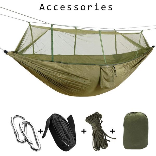 

cubic tent1-2 person portable outdoor camping hammock with mosquito net high strength parachute fabric hanging bed hunting sleeping swing