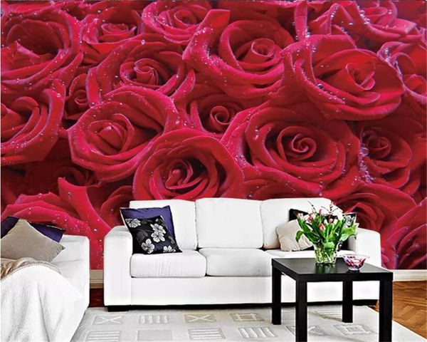 Custom 3d Wallpaper Rose Red Rose Mural For Living Room Bedroom Sofa Tv Backdrop Wall Decorative 3d Wallpaper Love Wallpaper Love Wallpapers From