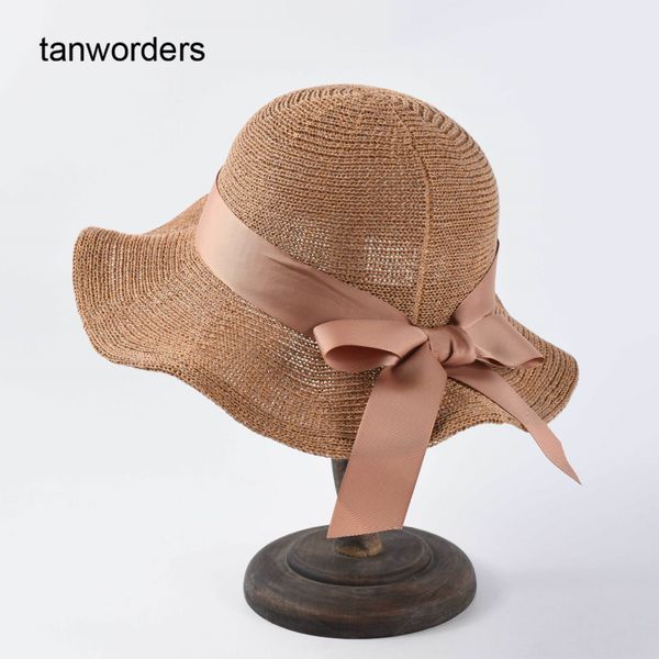 

lady's butterfly sweet bowknot wavy brim tourism sun hat sun hat, Blue;gray