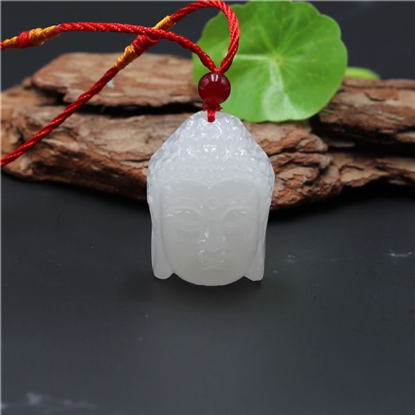 

natural white jade sakyamuni pendant fashion buddha head necklace jewelry gifts for her rope wholesale man luck, Silver