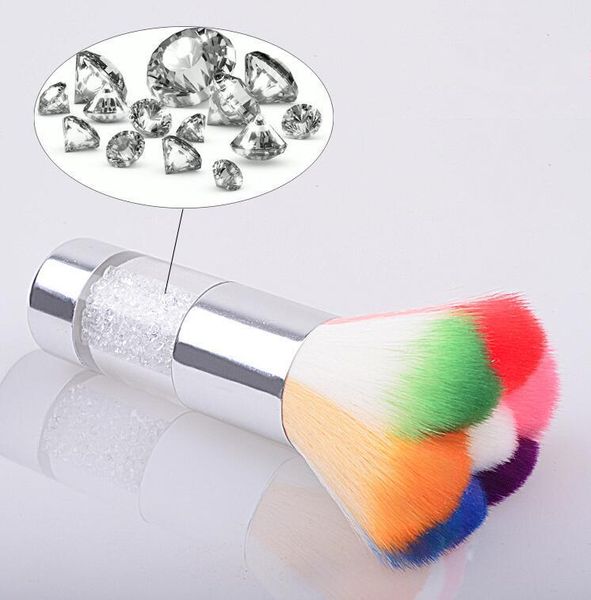 Unhas de Pincel de unhas de Pó Mais Limpo Acrílico Colorido Pincéis de Maquiagem Com Limpeza De Diamante Poeira Escovas Art Nail Tools 2019