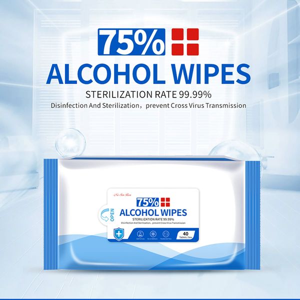 

brand alcohol disinfect wipes portable 75% alcohol wet wipes antiseptic dedicated cleaning sterilization 40pcs/bag delivery by dhl