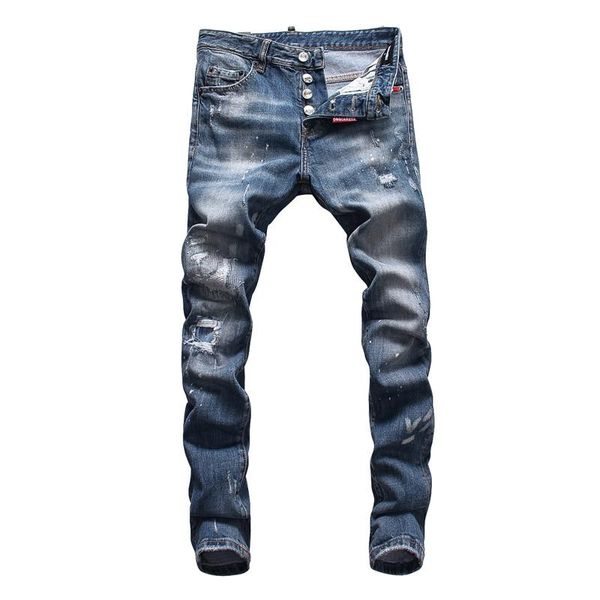 

italian brand men's designer jeans 2020 new luxury fashion men's classic skinny jeans brand trousers mens designer jeans, Blue