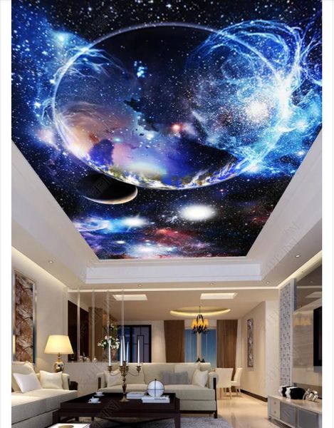 

custom 3d p ceiling zenith interior decorative mural fantasy dazzling nebula starry sky living room zenith ceiling mural wallpaper