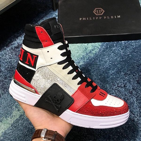 

men shoes sneakers fashion sport trainers soft high-sneakers with box mens shoes boots luxury chaussures pour hommes hi-crystal q332